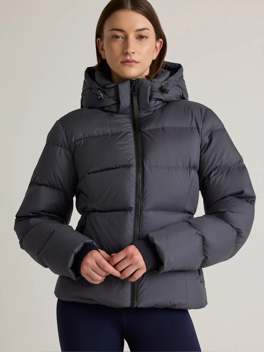 Quince Responsible Down Cinch Waist Puffer Jacket - black, M